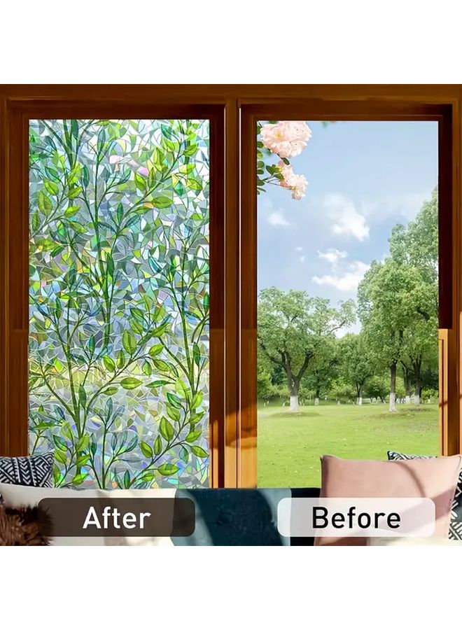 3D Rainbow Privacy Window Film 17.52x78.74 Inches Electrostatic Mist Flower Decal - Image 5