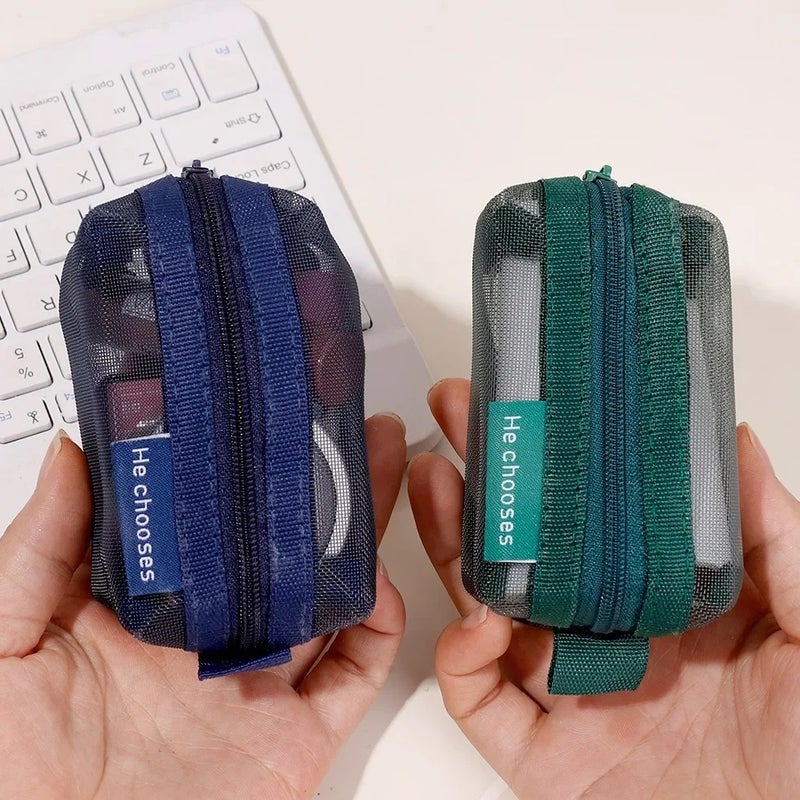 10/1PCS Change Storage Bags Mini Mesh Bag Portable Money Earphone Data Cable Storage Bag Travel Coin Purse Lipstick Cosmetic Bag - Image 5