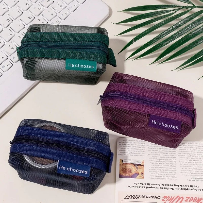 10/1PCS Change Storage Bags Mini Mesh Bag Portable Money Earphone Data Cable Storage Bag Travel Coin Purse Lipstick Cosmetic Bag - Image 4