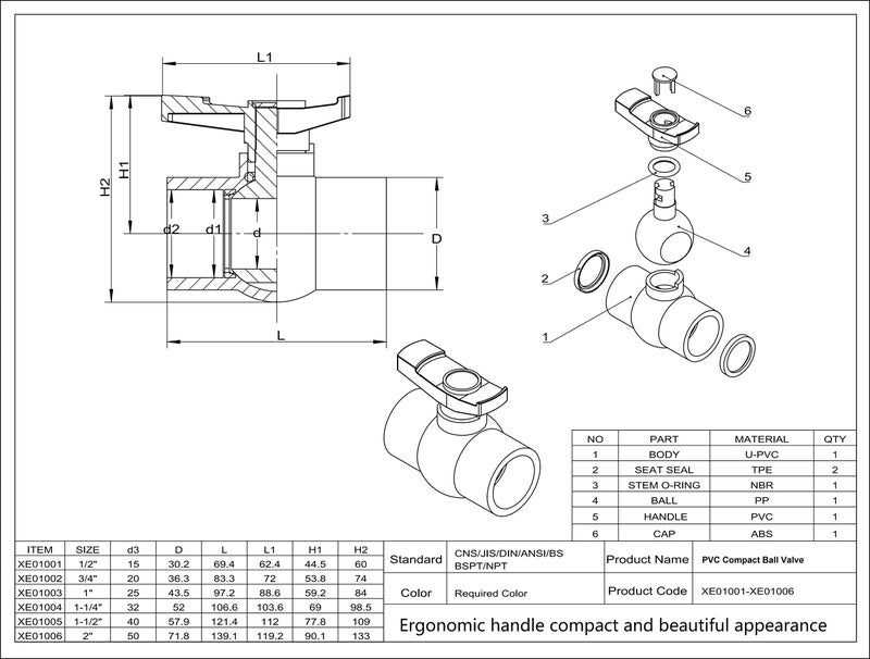 AIPOR 1-1/2" PVC Ball Valve (2-Pack), Shut-Off Valve with Easy to Rotate and Excellent Handle, Rated at 150 PSI, 1 1/2 inch Socket - Image 5