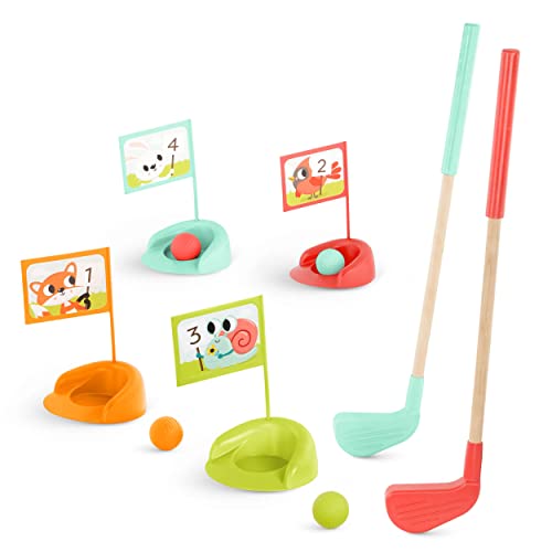 B. Toys B toys  Wooden Golf Set for Toddlers with Storage Bag  Sports  Outdoors Pretend Play Toy  15 Pieces Set  3 Years - Image 1