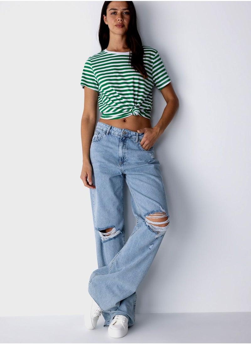 DeFacto - Crew Neck Crop T-Shirt - Image 1