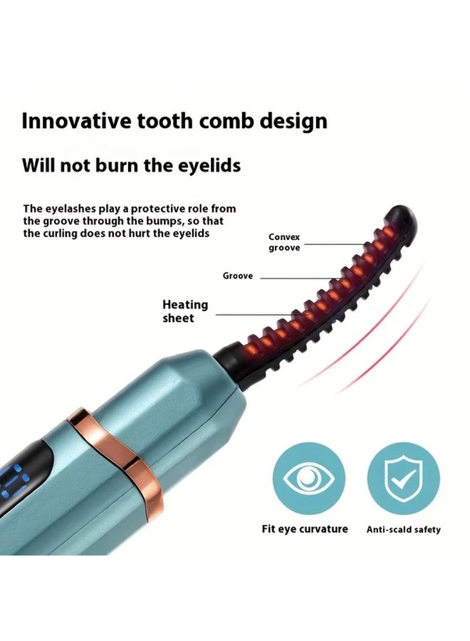 فرشاة وردية وبيضاء، ماسكارا تجعيد الرموش محمولة قابلة للشحن عبر USB، 3 سرعات، تصميم مريح - Image 4