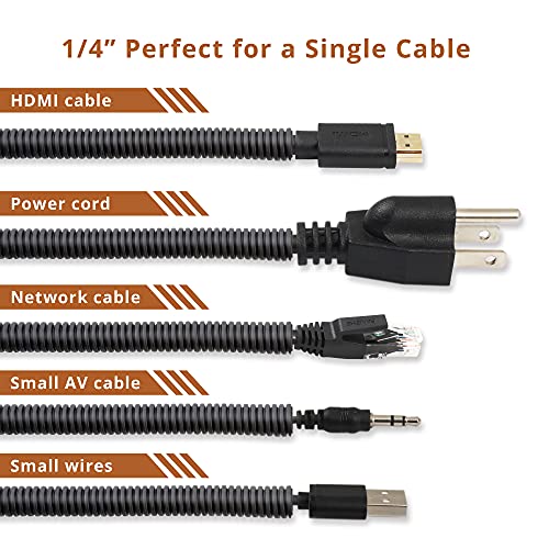 ZhiYo 20FT 1/4” Wire Loom Split Tubing Auto Wire Conduit Flexible Cover | High Temperature Heat Resistant -40F to 257F | Plastic Cover for Electrical Wires & Cables, Black - Image 2