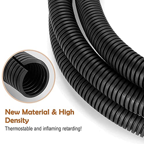 ZhiYo 20FT 1/4” Wire Loom Split Tubing Auto Wire Conduit Flexible Cover | High Temperature Heat Resistant -40F to 257F | Plastic Cover for Electrical Wires & Cables, Black - Image 5