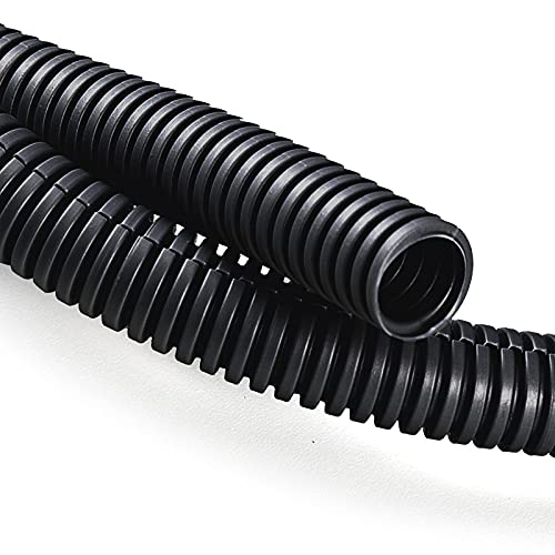 ZhiYo 20FT 1/4” Wire Loom Split Tubing Auto Wire Conduit Flexible Cover | High Temperature Heat Resistant -40F to 257F | Plastic Cover for Electrical Wires & Cables, Black - Image 1