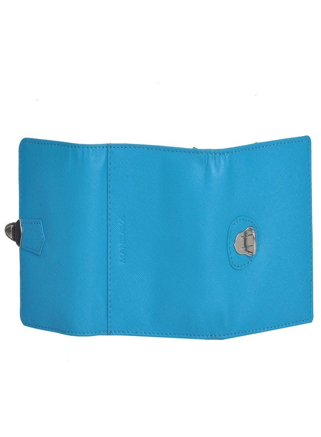 Mandava Genuine Safiano Leather Turquoise Ladies Wallet - Image 4