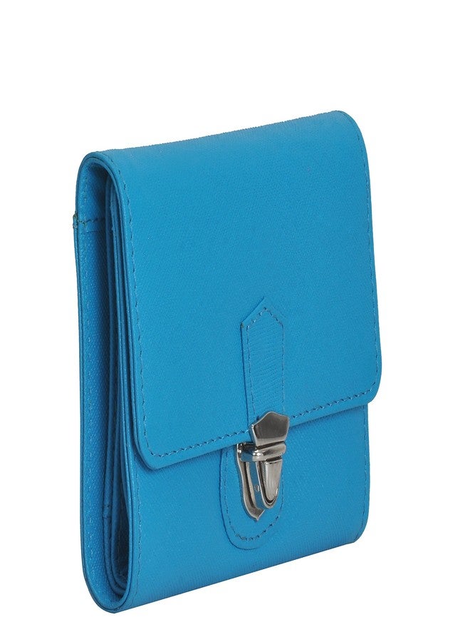 Mandava Genuine Safiano Leather Turquoise Ladies Wallet - Image 2