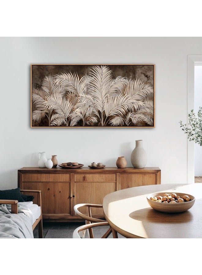 Pogusmavi Boho Wall Art in Modern Brown, Minimalist Canvas Artwork for Living Room,Framed Large Wall Art for Bedroom Wall Decor - Textured Decorative Neutral Wall Pictures 20×40IN - Image 3