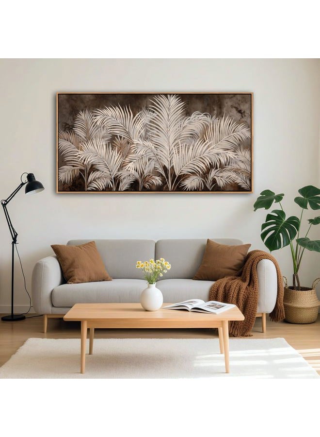 Pogusmavi Boho Wall Art in Modern Brown, Minimalist Canvas Artwork for Living Room,Framed Large Wall Art for Bedroom Wall Decor - Textured Decorative Neutral Wall Pictures 20×40IN - Image 4