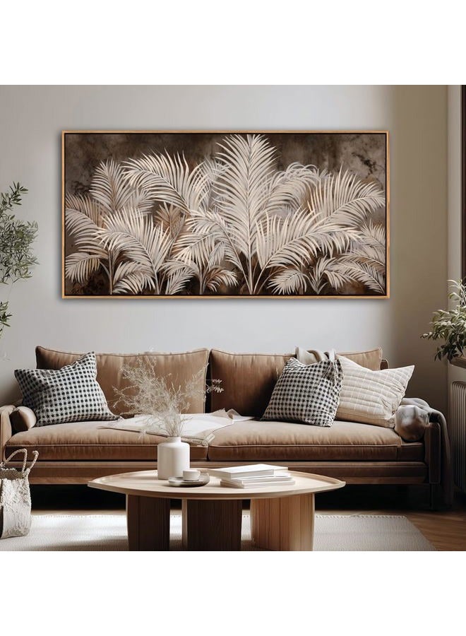 Pogusmavi Boho Wall Art in Modern Brown, Minimalist Canvas Artwork for Living Room,Framed Large Wall Art for Bedroom Wall Decor - Textured Decorative Neutral Wall Pictures 20×40IN - Image 1