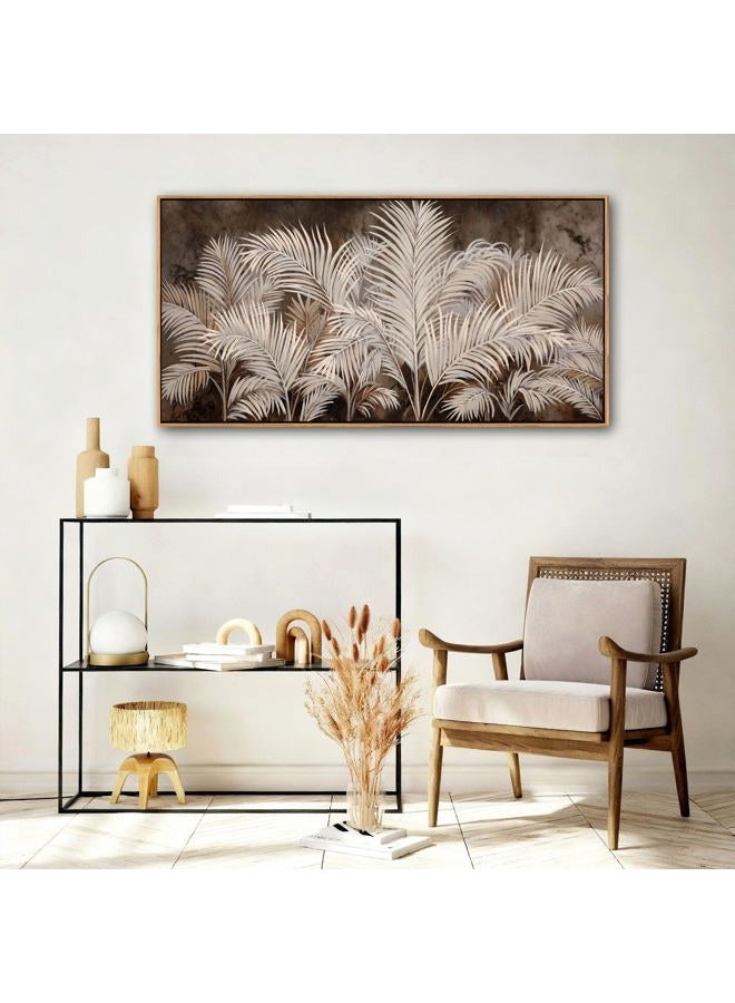 Pogusmavi Boho Wall Art in Modern Brown, Minimalist Canvas Artwork for Living Room,Framed Large Wall Art for Bedroom Wall Decor - Textured Decorative Neutral Wall Pictures 20×40IN - Image 2
