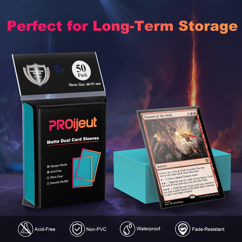 Proijeut 200 Pack Card Sleeves  Matte Dual Trading Card Sleeves With Opaque Back & Smooth Shuffle  Tear Resistant Card Protectors For Mtg  Tcg And Game Cards (Glacier Blue) - Image 4