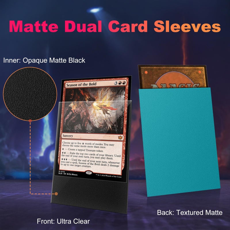 Proijeut 200 Pack Card Sleeves  Matte Dual Trading Card Sleeves With Opaque Back & Smooth Shuffle  Tear Resistant Card Protectors For Mtg  Tcg And Game Cards (Glacier Blue) - Image 2