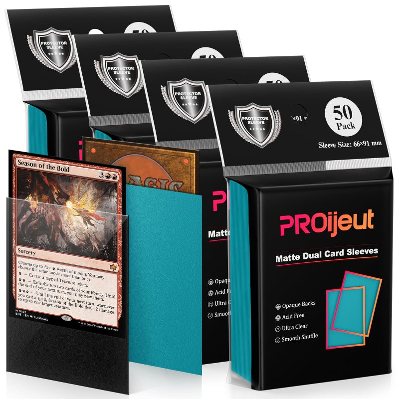 Proijeut 200 Pack Card Sleeves  Matte Dual Trading Card Sleeves With Opaque Back & Smooth Shuffle  Tear Resistant Card Protectors For Mtg  Tcg And Game Cards (Glacier Blue) - Image 1