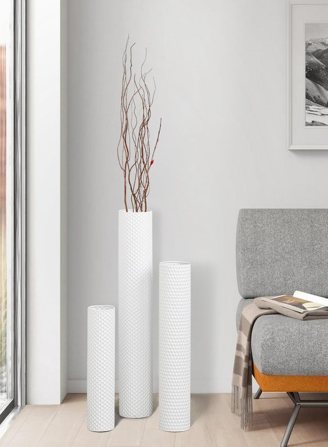 Dnnnii White Tall Floor Vase Metal Cylinder Vases - Image 4