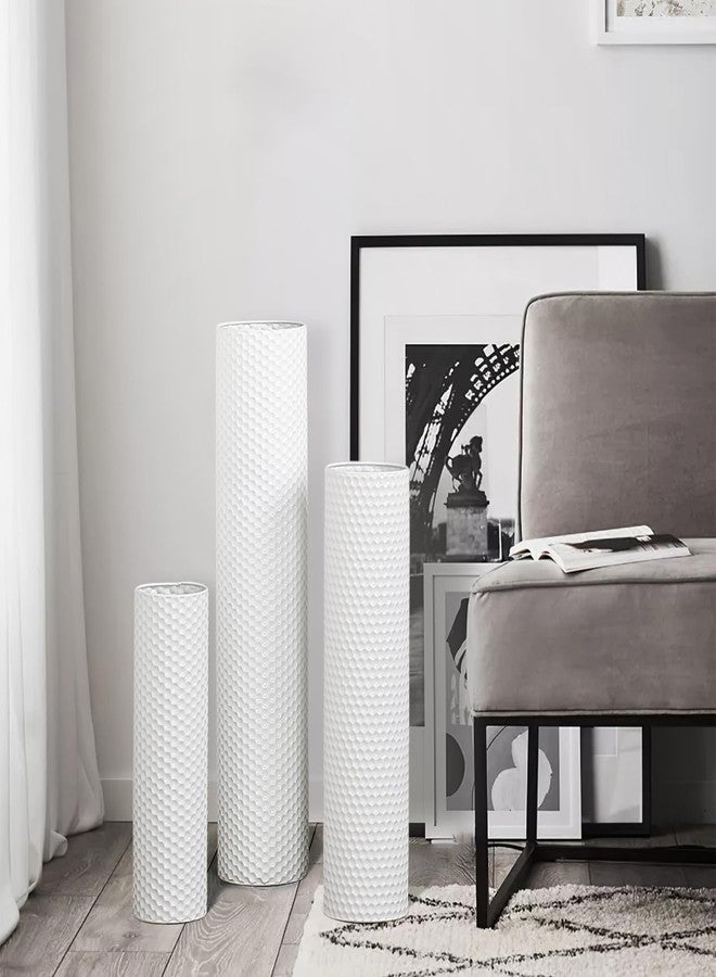 Dnnnii White Tall Floor Vase Metal Cylinder Vases - Image 5