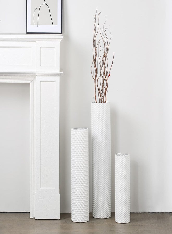 Dnnnii White Tall Floor Vase Metal Cylinder Vases - Image 1