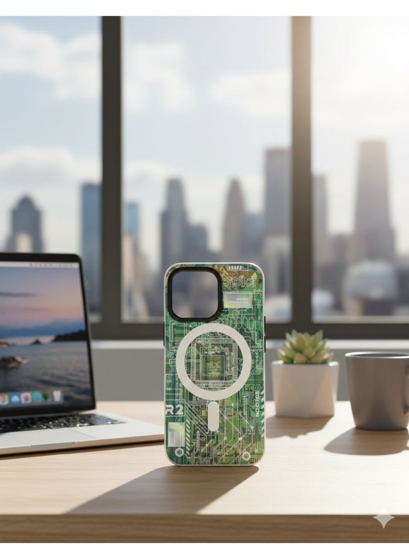 Grace Hardwired Green Circuitry MagSafe-Compatible Case for iphone 13 PRO - Image 2