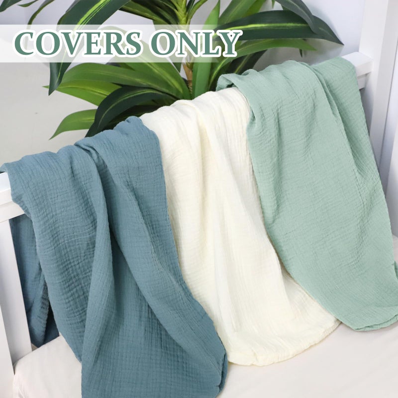 غطاء أريكة الأطفال من Hooyax Muslin مصنوع من القطن بنسبة 100%، غطاء أريكة متين لحديثي الولادة ناعم وقابل للتنفس غطاء أريكة للأطفال للأولاد والبنات فقط (أزرق وأخضر) - Image 2