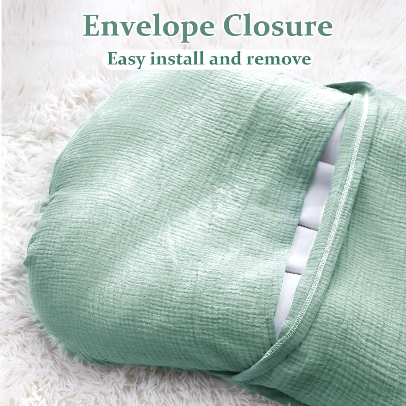 غطاء أريكة الأطفال من Hooyax Muslin مصنوع من القطن بنسبة 100%، غطاء أريكة متين لحديثي الولادة ناعم وقابل للتنفس غطاء أريكة للأطفال للأولاد والبنات فقط (أزرق وأخضر) - Image 4