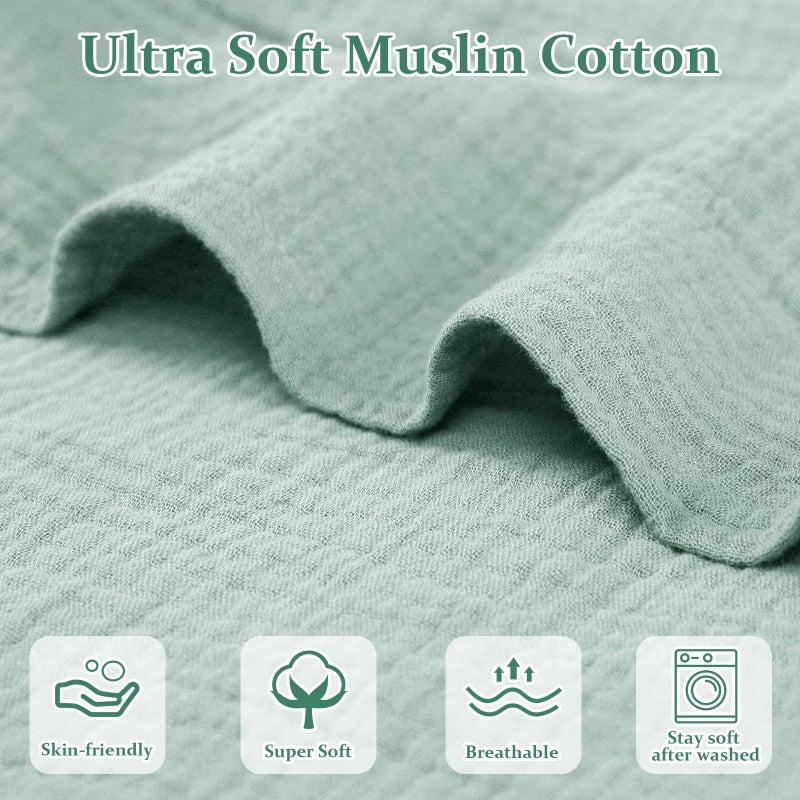 غطاء أريكة الأطفال من Hooyax Muslin مصنوع من القطن بنسبة 100%، غطاء أريكة متين لحديثي الولادة ناعم وقابل للتنفس غطاء أريكة للأطفال للأولاد والبنات فقط (أزرق وأخضر) - Image 3
