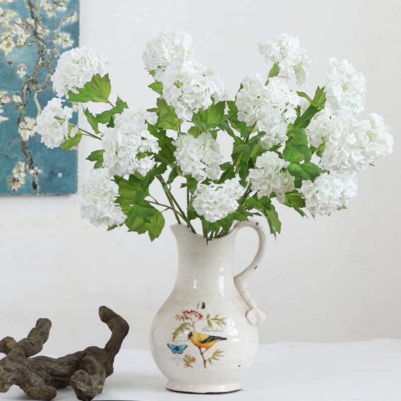 YalzoneMet 4 Pcs 26.8'' Viburnum Artificial Flower Snowball Lifelike Long Stem Real Touch White Small Hydrangea Latex Flower for Home Christmas Decoration Table Centerpieces Floral Arrangements - Image 5