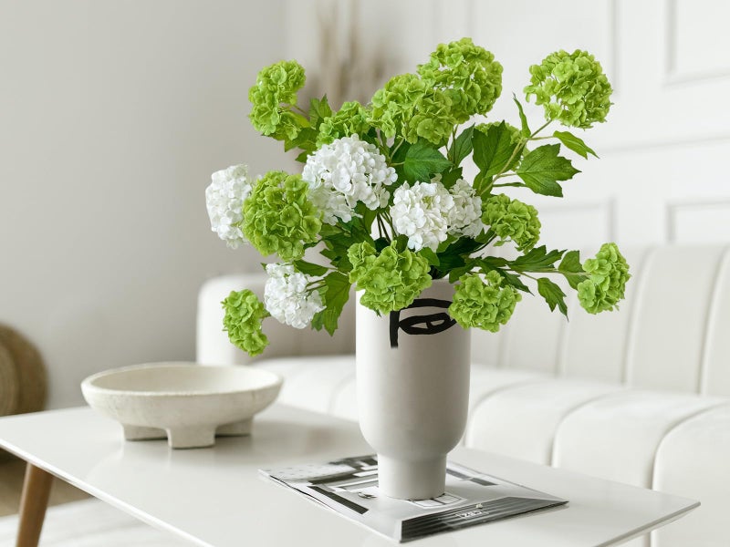 YalzoneMet 4 Pcs 26.8'' Viburnum Artificial Flower Snowball Lifelike Long Stem Real Touch White Small Hydrangea Latex Flower for Home Christmas Decoration Table Centerpieces Floral Arrangements - Image 2
