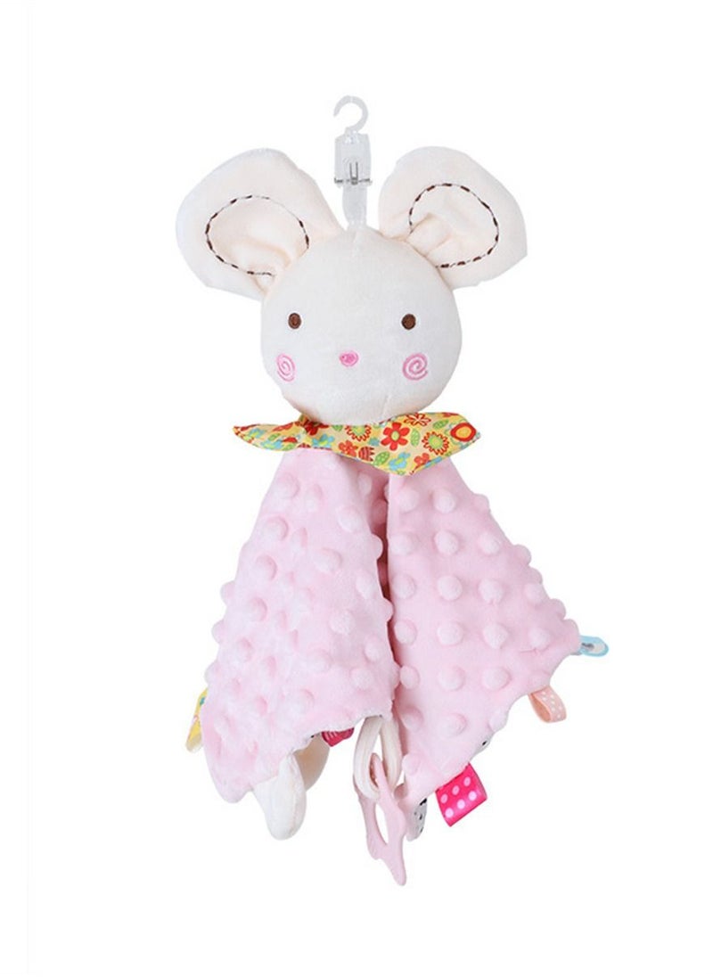 Loquat Baby Cute Cartoon Animal Holding Doll Baby Toy with Doll Comfort Scarf 28*28CM Pink  - Image 1