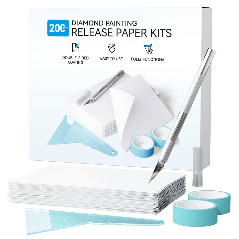 ARTDOT 200-Piece Double-Sided Non-Stick Release Paper for Diamond Art Kits for Adults, 15x10 cm Thickened Cover Replacement Sheets as Diamond Painting Accessories and Tools - Image 1