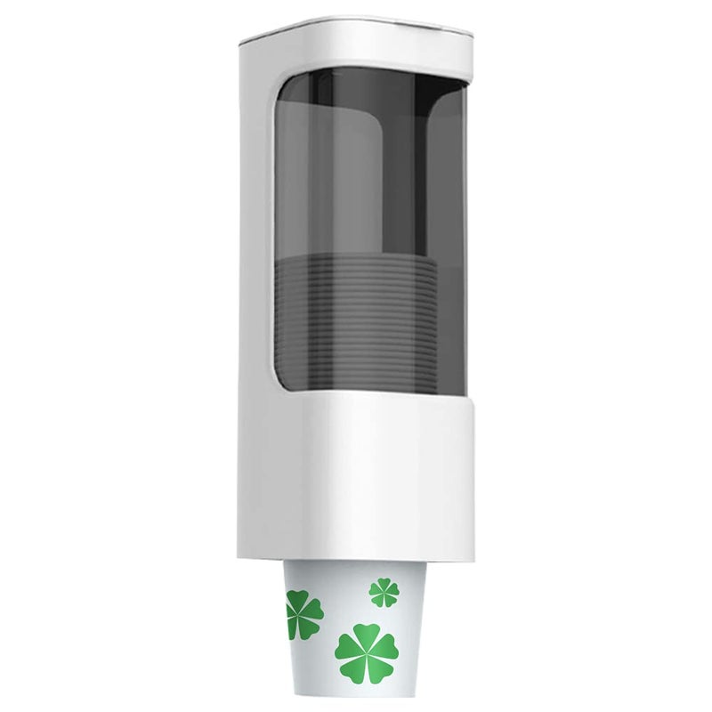 IWNTWY Cup Dispenser Pull Type Water Cooler Cup Holder Fit 3oz5oz Disposable Paper Plastic Cups Wall Mount Bathroom Mouthwash Cups Dispenser with Paste for Home Office Hospital White