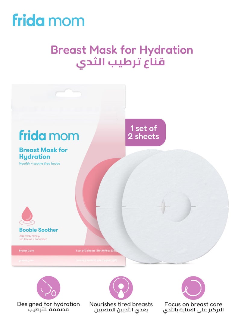 frida mom Hydrating Nursing Comfort Sheet Masks | Aloe Vera Honey Tea Tree & Cucumber Infused | Soothes & Nourishes Sensitive Skin | 2 Sheet Masks | Resealable Pack | 15.2x12.2x0.5 CM  - Image 1