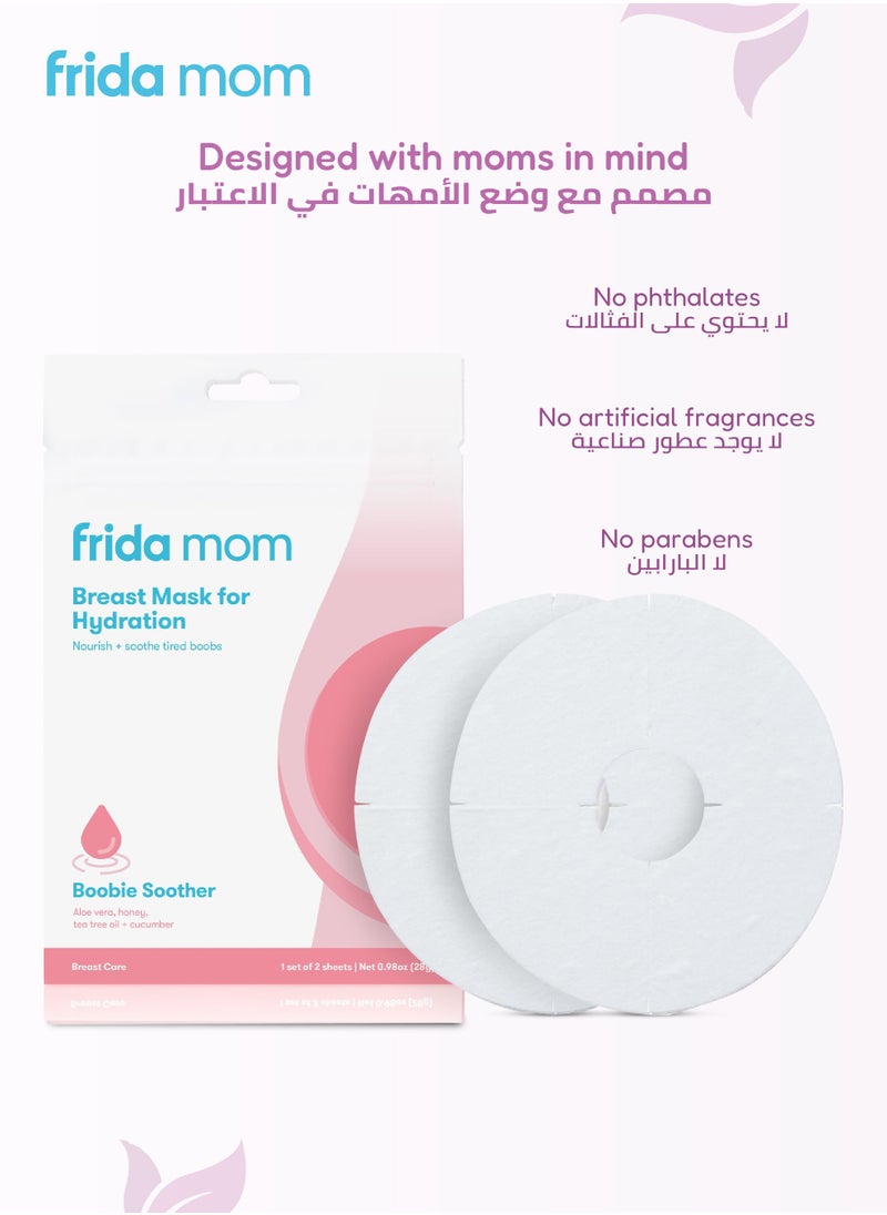 frida mom Hydrating Nursing Comfort Sheet Masks | Aloe Vera Honey Tea Tree & Cucumber Infused | Soothes & Nourishes Sensitive Skin | 2 Sheet Masks | Resealable Pack | 15.2x12.2x0.5 CM  - Image 2