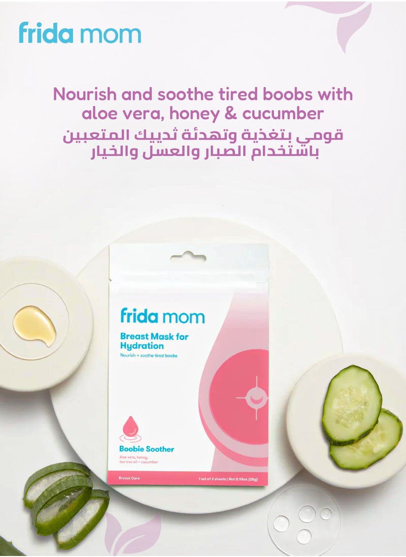 frida mom Hydrating Nursing Comfort Sheet Masks | Aloe Vera Honey Tea Tree & Cucumber Infused | Soothes & Nourishes Sensitive Skin | 2 Sheet Masks | Resealable Pack | 15.2x12.2x0.5 CM  - Image 4
