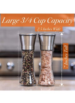 Oasisgalore 2-Piece Stainless Steel Salt  and Pepper Grinder Set with Lids  for Home Kitchen  - Image 2