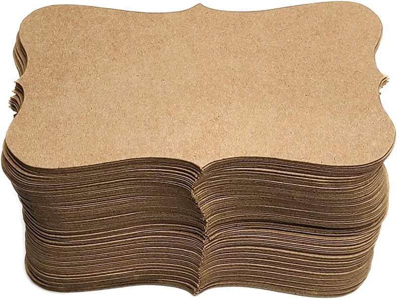 PPAPPAPPIYO Kraft Index Cards 3.5 x 2, Ultra-Thick 337gsm Ornate Frame Kraft Cardstock Gift Tags, Premium Heavyweight Cardstock,Thank You Cards,100 Pack - Image 1