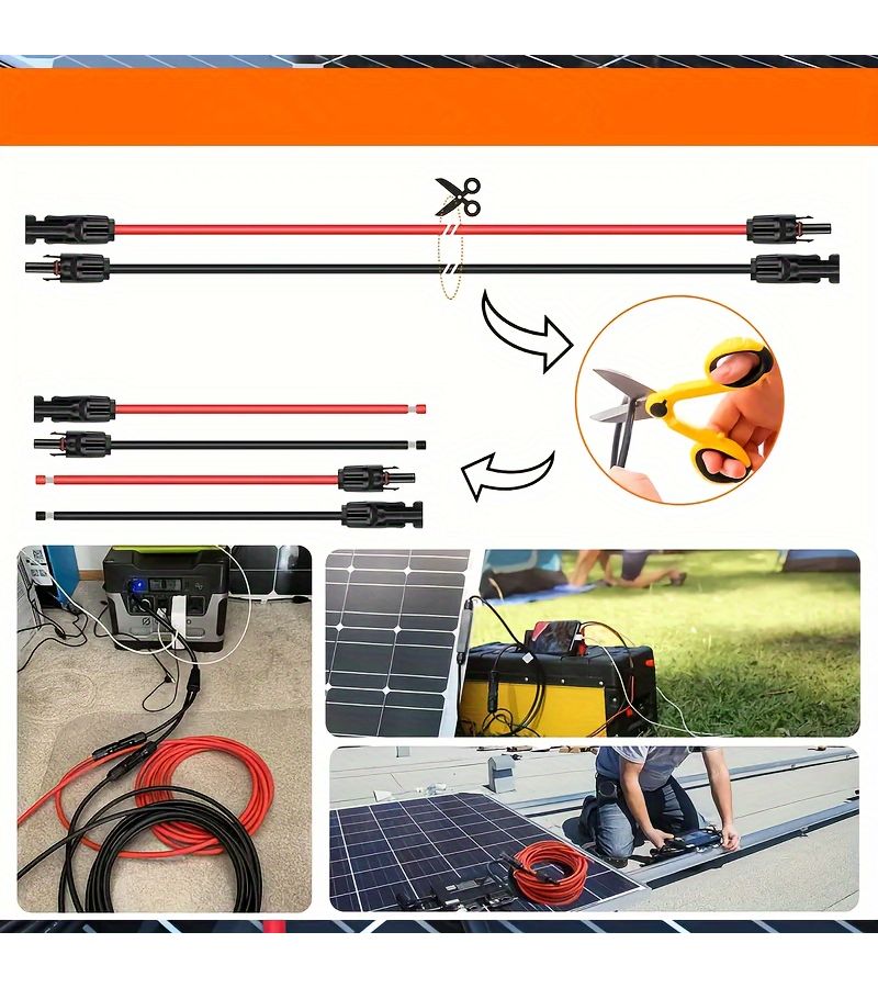 12AWG MC4 Solar Battery Extension Cable 3FT With Male Female Connectors for RV Car Outdoor - Image 5
