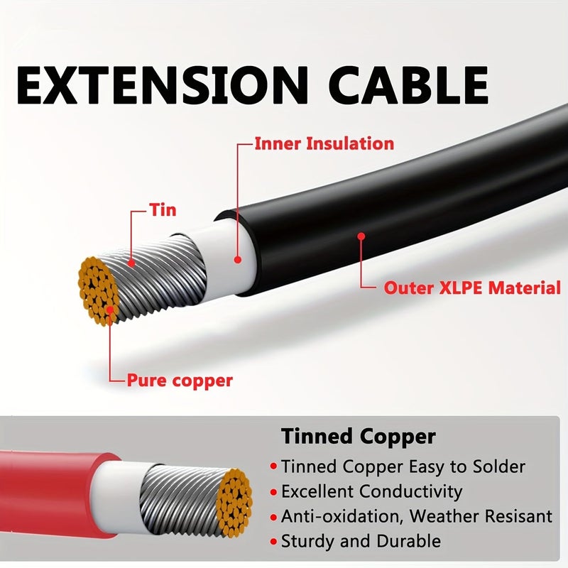 12AWG MC4 Solar Battery Extension Cable 3FT With Male Female Connectors for RV Car Outdoor - Image 4
