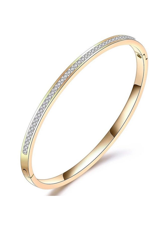 Shining Diva Fashion Latest Stylish Stainless Steel Crystal Gift Bracelet for Women and Girls (15835b)(Gold) - Image 1