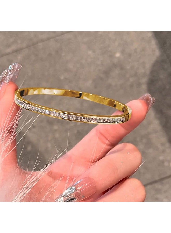 Shining Diva Fashion Latest Stylish Stainless Steel Crystal Gift Bracelet for Women and Girls (15835b)(Gold) - Image 5