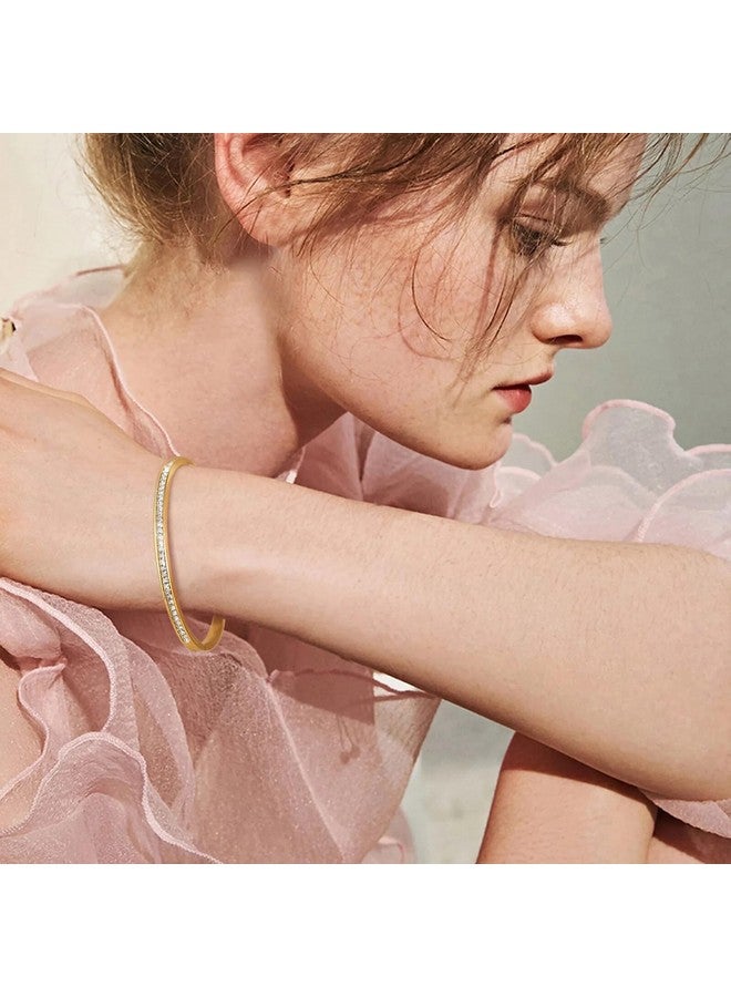 Shining Diva Fashion Latest Stylish Stainless Steel Crystal Gift Bracelet for Women and Girls (15835b)(Gold) - Image 4