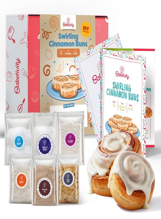 BAKETIVITY Kids Baking DIY Activity Kit - Bake Delicious Cinnamon Buns with Pre-Measured Ingredients - Best Gift Idea for Boys and Girls Ages 6-12 - Image 1