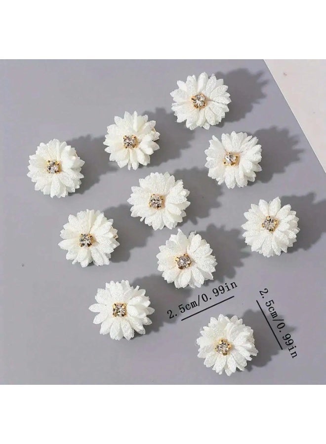 GlamKit 10 Pcs Flower Hair Clips, Pink Hairpins for Girls, Women Hair Accessories, Fabric Flower Hair Clips, Solid Color Hair Barrettes, Wedding Party School Use - Image 3