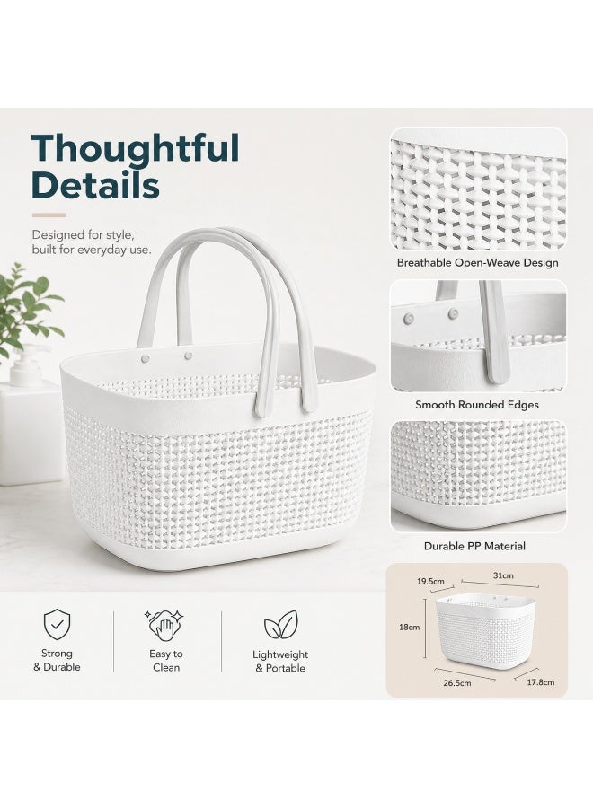 FAYET 2 Pack Portable Storage Basket Set with Handles, Organizer Bins, Breathable Weave Design for Bathroom, Bedroom, Kitchen, Home Use - Image 5