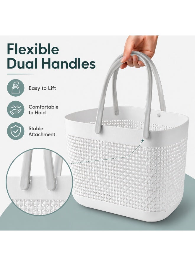 FAYET 2 Pack Portable Storage Basket Set with Handles, Organizer Bins, Breathable Weave Design for Bathroom, Bedroom, Kitchen, Home Use - Image 3