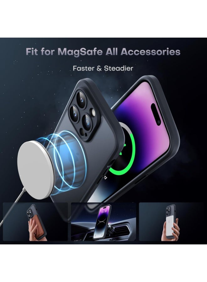 ACLIX Magnetic Case for iPhone 14 Pro [Shockproof & Slim] Matte Hard Back Cover with Full Lens Protection | Black - Image 4