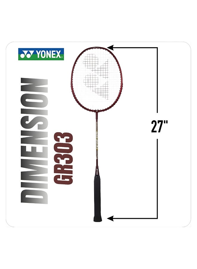 يونيكس مضرب تنس الريشة Yonex GR 303 مصنوع من مزيج الألومنيوم، بغطاء كامل - إطار خفيف الوزن ومتين، مضرب مشدود مسبقًا للمبتدئين واللاعبين الهواة، أسود - Image 5