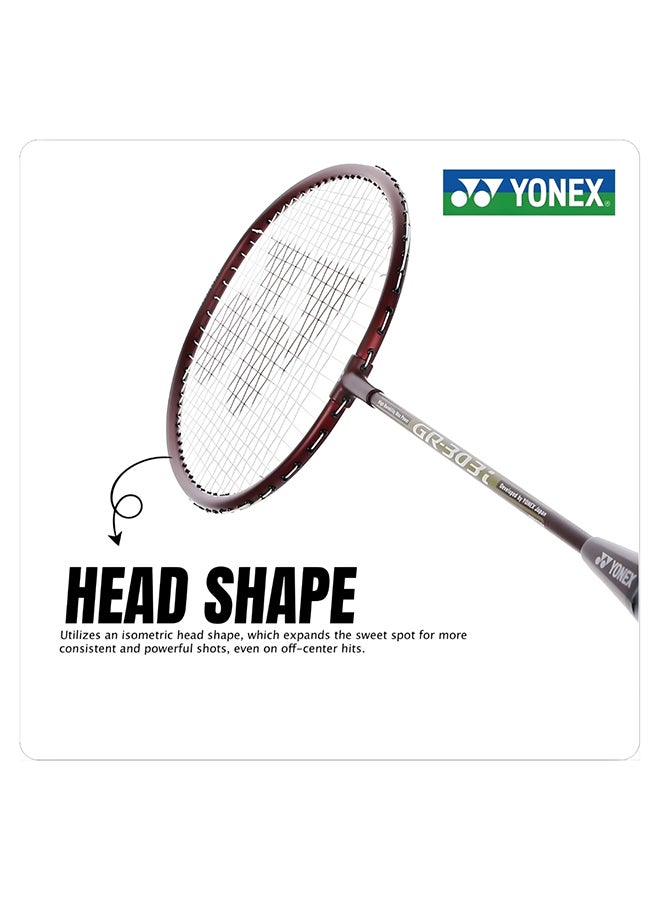يونيكس مضرب تنس الريشة Yonex GR 303 مصنوع من مزيج الألومنيوم، بغطاء كامل - إطار خفيف الوزن ومتين، مضرب مشدود مسبقًا للمبتدئين واللاعبين الهواة، أسود - Image 4