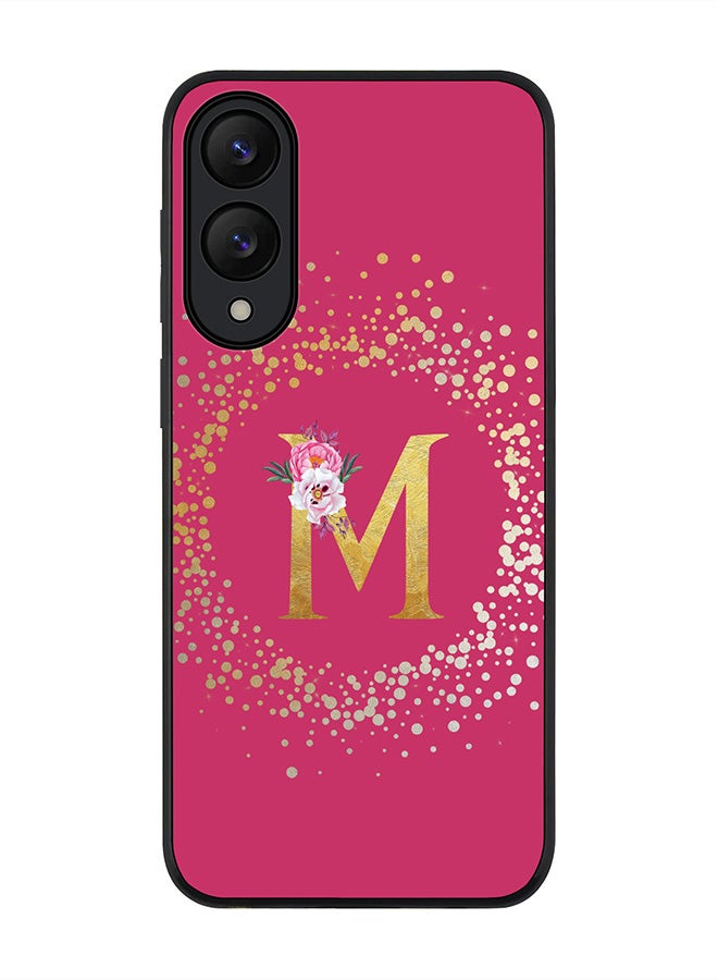 Stylizedd For Samsung Galaxy S25 Edge Case,Slim fit Camera Protection, Shockproof Thin Phone cover  - Custom Monogram Floral - M ( Deep Pink )