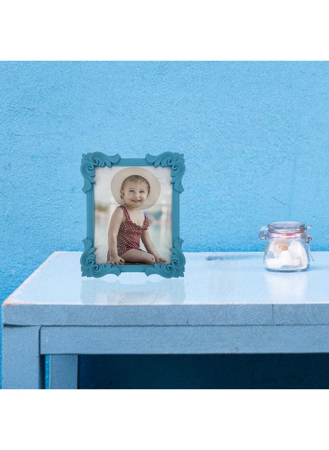 Decorhills Photo Frame Single with Tabletop & Wall Mount Display for 6x8 inch Photo Size, Ideal Addition to Any Décor Elegant Blue Frame, 1-Piece  - Image 2